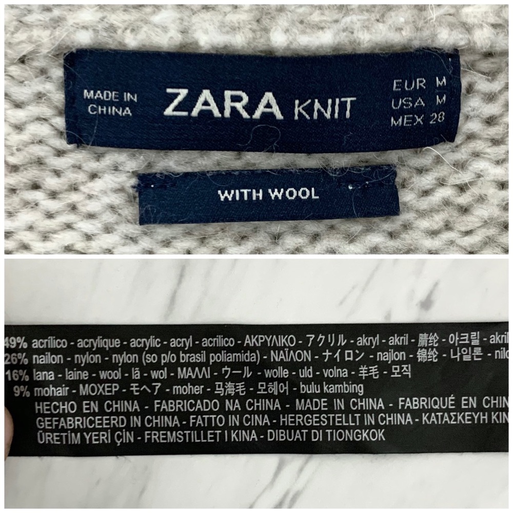 Zara- Oatmeal Lace Up Wool Blend Sweater Med - Picture 10 of 10
